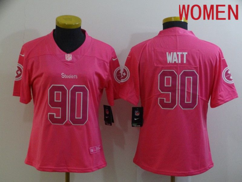 Women Pittsburgh Steelers #90 Watt Pink Nike Limited Vapor Untouchable NFL Jerseys->minnesota vikings->NFL Jersey
